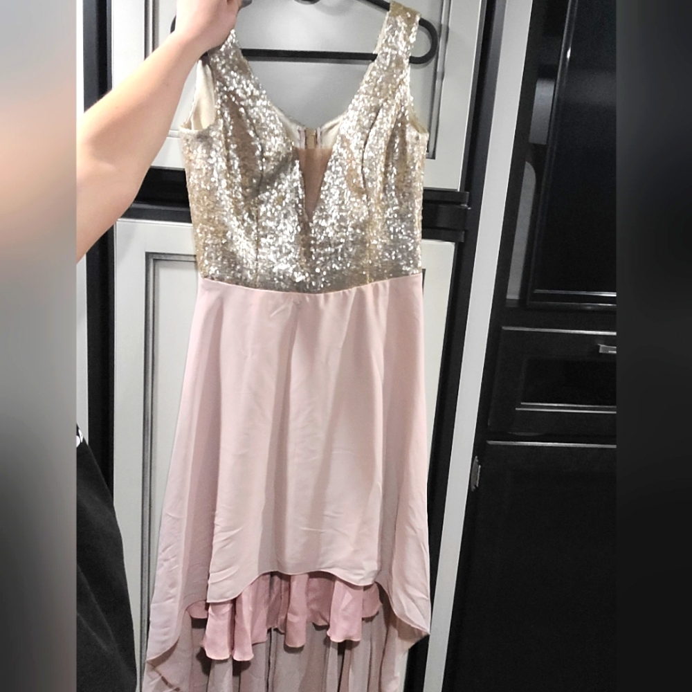 Champagne high/low formal dress